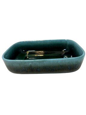 Hull USA F41 Square Green Drip Glazed Ceramic Dish Bowl